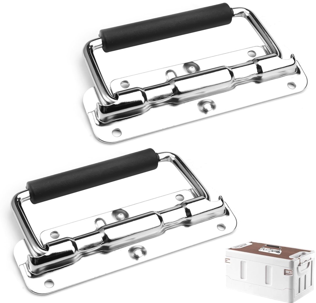 Dailygoods- Klapgreep 110 mm - Veerbelaste Handgreep - Roestvrij Staal - Draaggreep - Zwart - 2 Stuks