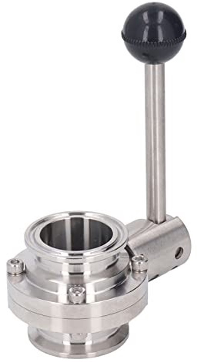 Jhubersproducts - Butterfly Valve - Tri-Clamp - Snelle verbinding - 38 mm - Roestvrij staal - Hoogwaardige afsluiter - Geschikt voor sanitair gebruik