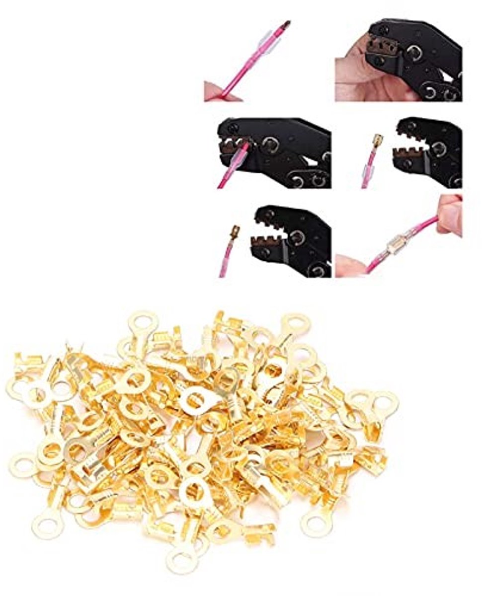 Dailygoods - 100 Stuks Zware Koperen Ring Terminals voor Kabelverbinding