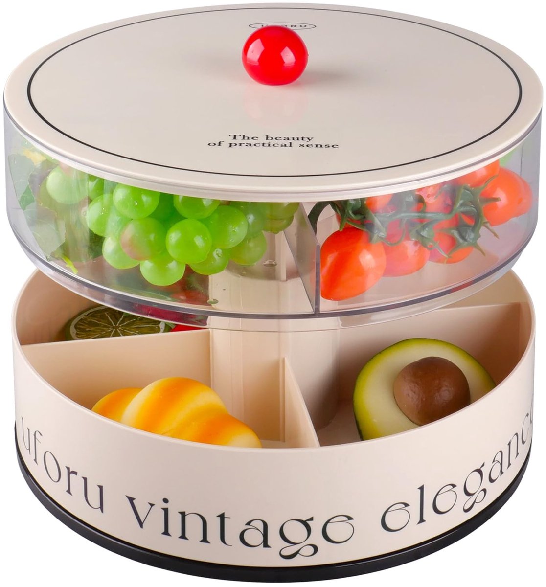 Dailygoods- Snackplate met Deksel - Opvouwbaar Snackdoosje - Snackdoos met Vakjes - 8 Compartimenten - 24.5 cm - Perfect voor Picknicks