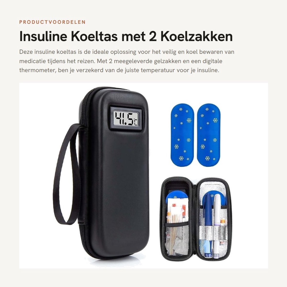 Dailygoods- Insuline Koeltas - Draagbare Koeltas - Medicijntas voor Reizen - Inclusief 2 Koelblokken - Thermobox - Waterdicht en Duurzaam