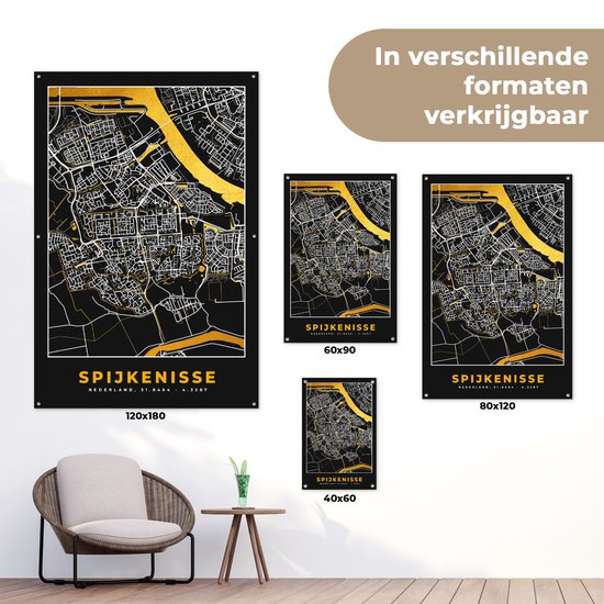Carte Décoration Décoration de jardin - Spijkenisse - Or - Zwart - 40x60 cm - Affiche Jardin - Toile Jardin