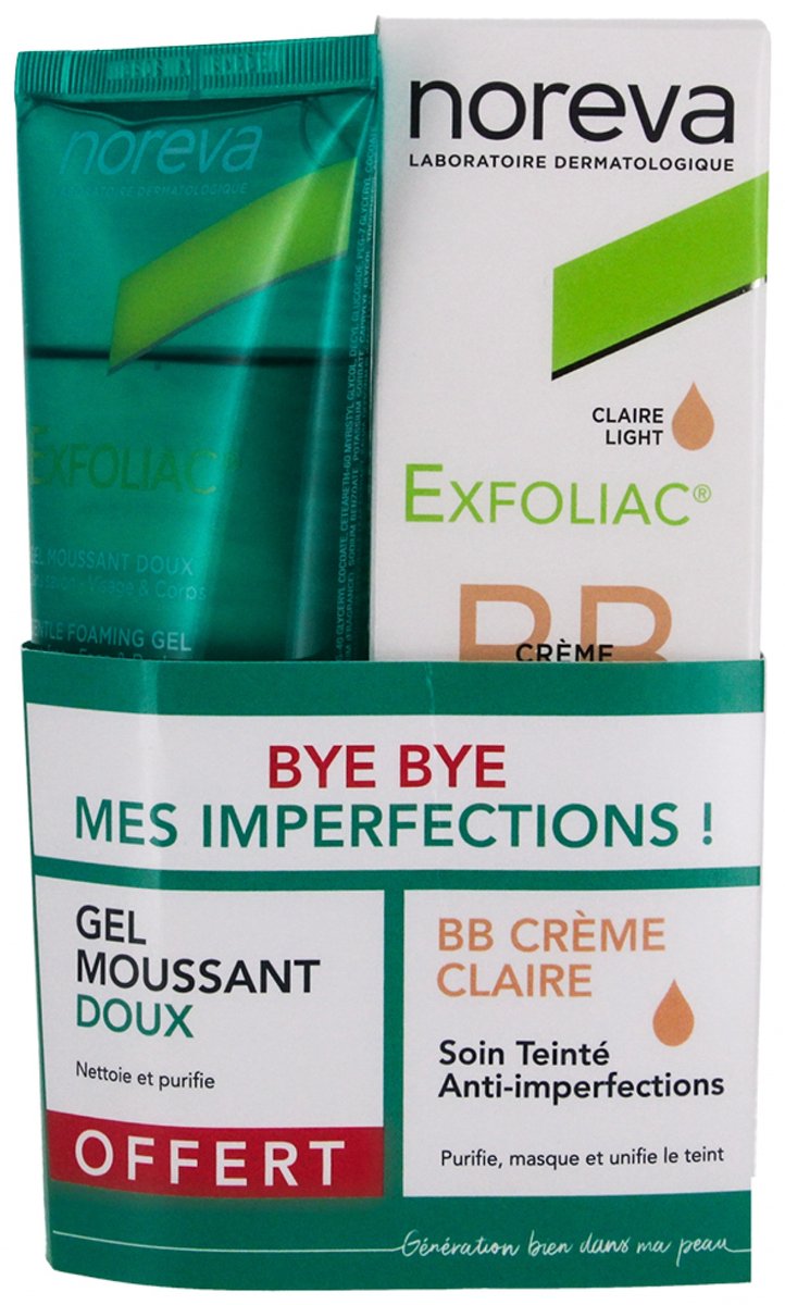 Noreva Exfoliac BB Cream 30 ml + Free Gentle Foaming Gel 100 ml (Tint : Claire)