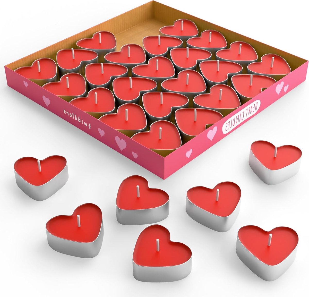 50 Rode Hartvormige Tealights voor Trouwen, Valentijnsdag, Feestdecoraties en Romantische Avonden (3.8cm) - Geurloos en Sfeervol Verlichting