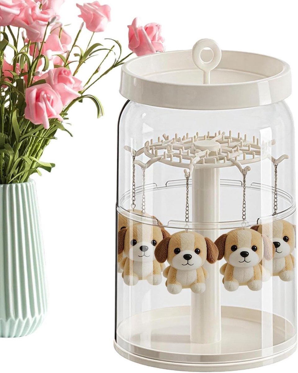 Poppenvitrine - Beeldjes organizer - Verzamelingen presenteren - Stofdichte standaard - 37.5 x 21.5 x 21.5 cm - Wit