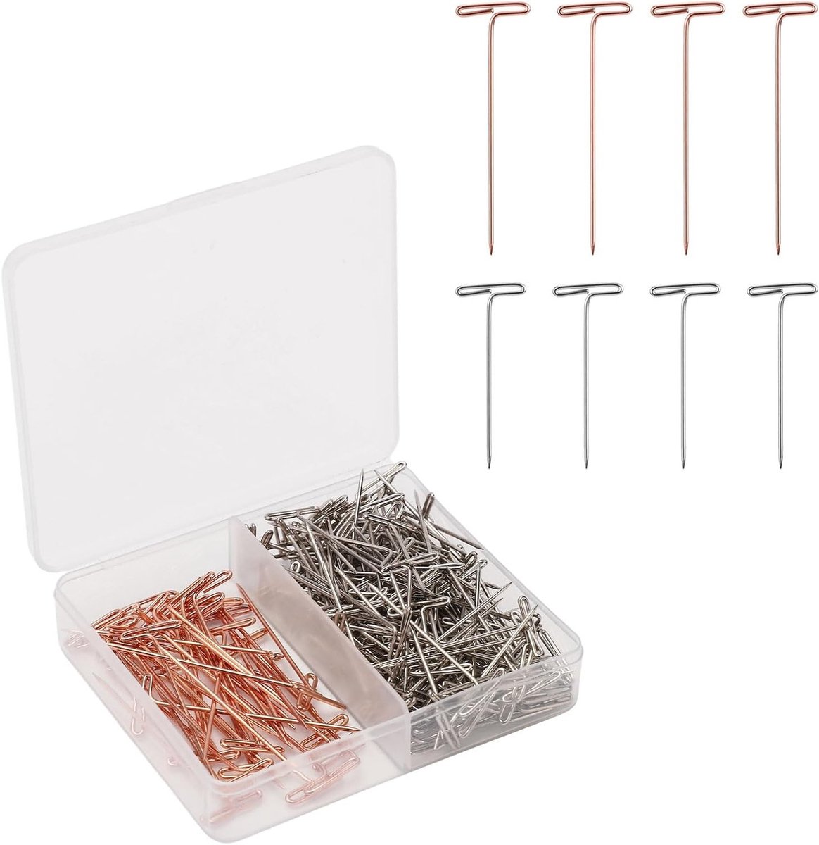 200 Stuks T-Pins van RVS, 27mm en 38mm, Perfect voor Breien, Haken en Creatieve Projecten