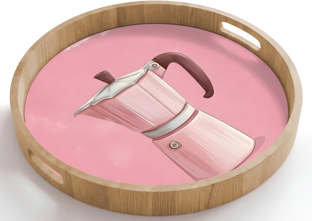 Dienblad rond 50x50 cm - Schootdienblad hout - Roze - Mokkap