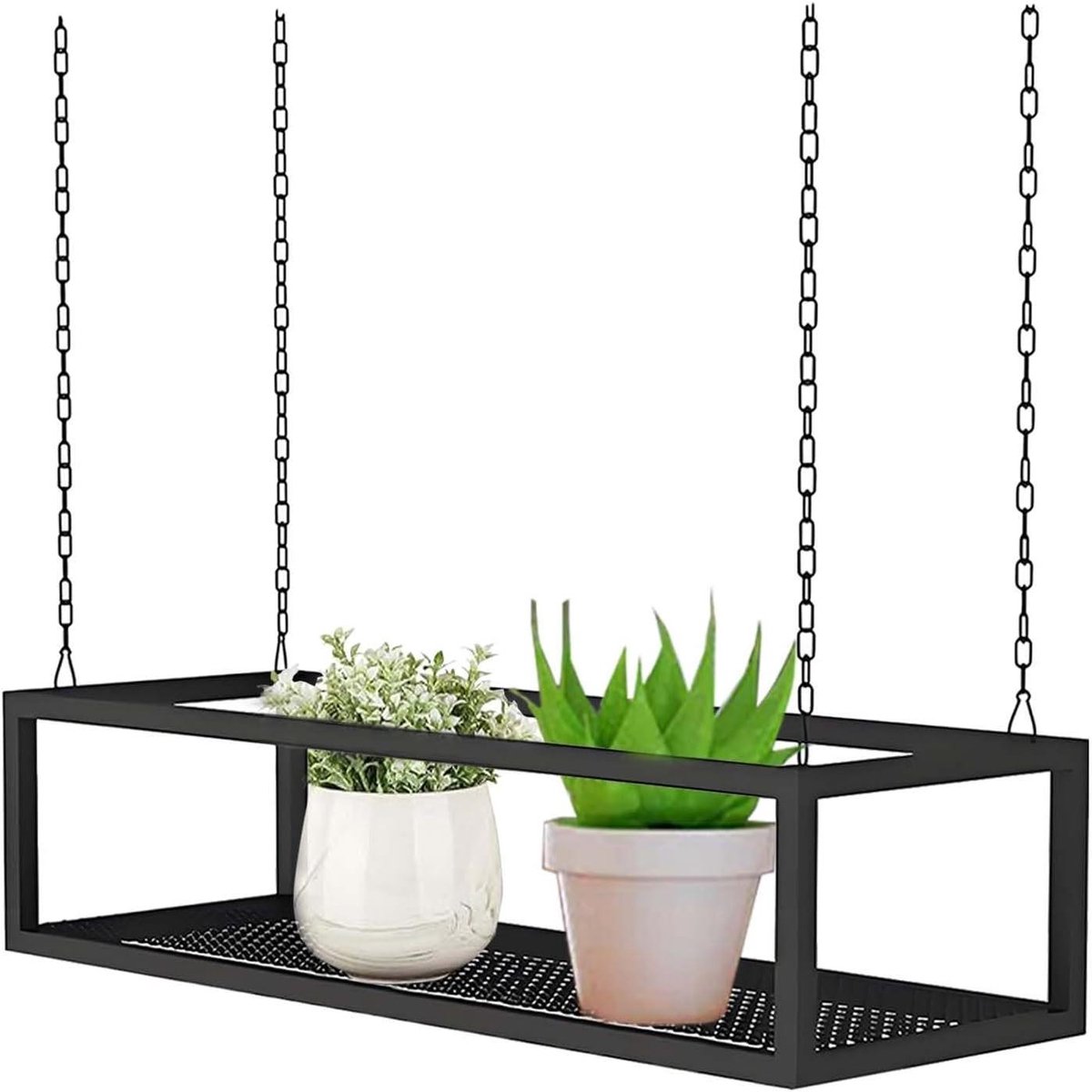 Zwevende Planken - Wandrek Hangend - Ruimte Organiseren - Metalen Gaas Bodem - 80x25x15cm