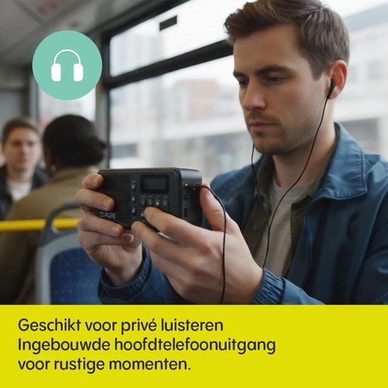 Draagbare DAB+ Radio - Zakradio Bluetooth - Muziek Streamen - 16 Uur Accu - Compact Formaat - Zwart — afbeelding 3