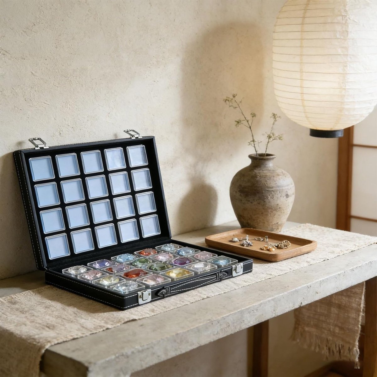 Acryl Edelstenen Case - Sieraden Display Lade - Sieraden Organiseren - 40 Transparante Compartimenten - 30x23x3 cm - Wit
