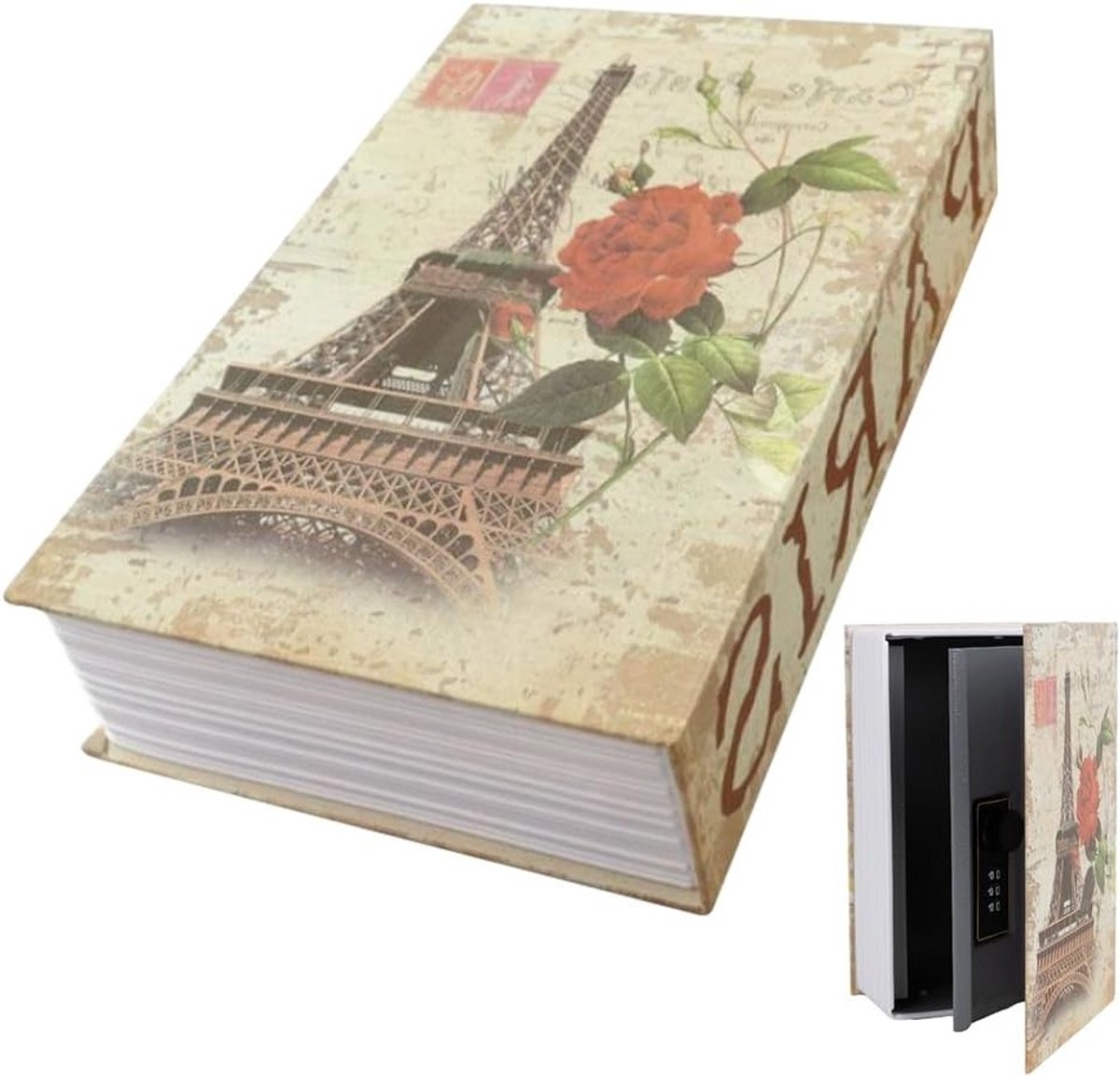 Veiligheidsbox met Combinatieslot, 24 x 15,5 x 5,5 cm, Boekveilige Opbergdoos voor Geld, Sieraden en Waardevolle Spullen, Ideaal voor Thuis of Op Kantoor
