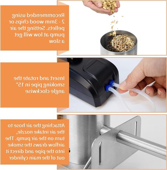 RVS Elektrische Cold Smoke Generator met Pomp voor het Roken van Vlees, Vis en Kaas — afbeelding 3