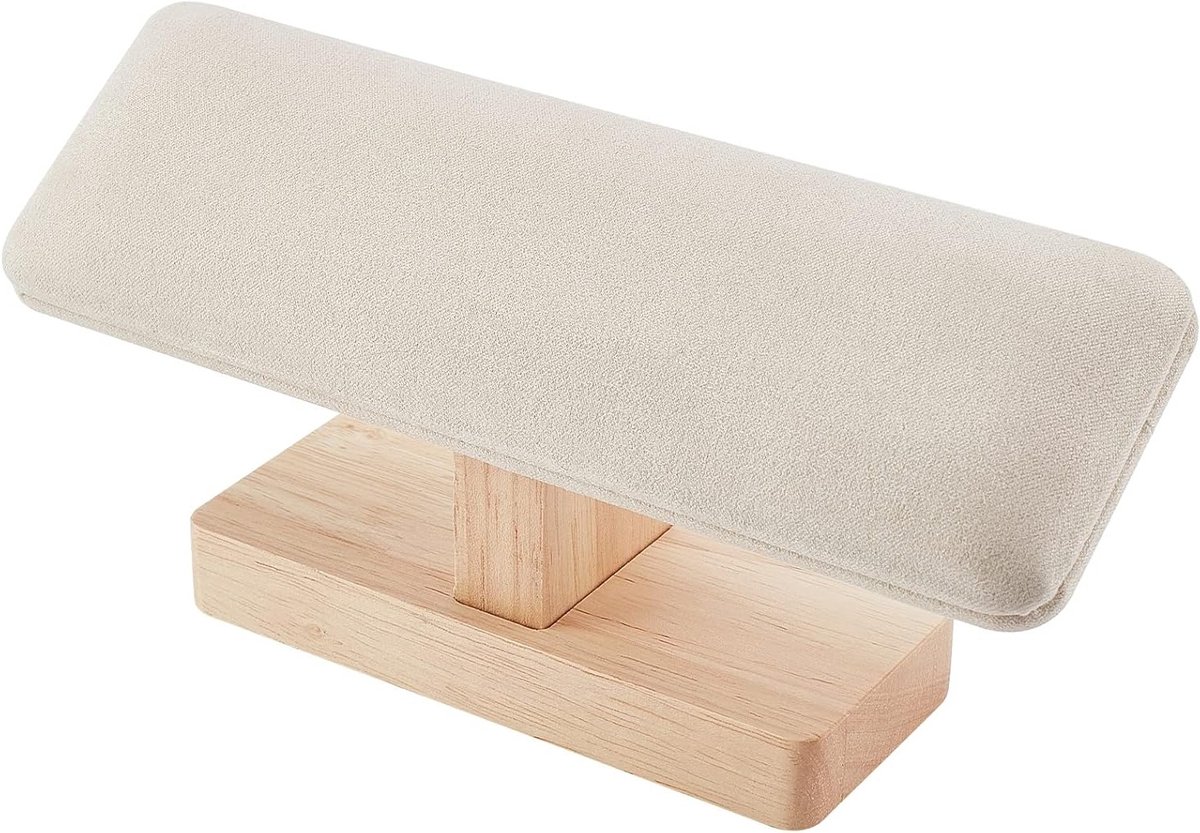 Houten Armbandhouder en T-Bar Watch Stand voor Sieraden, Organisator voor Armbanden en Kettingen, Lichtgrijs, 19.5x5x9cm