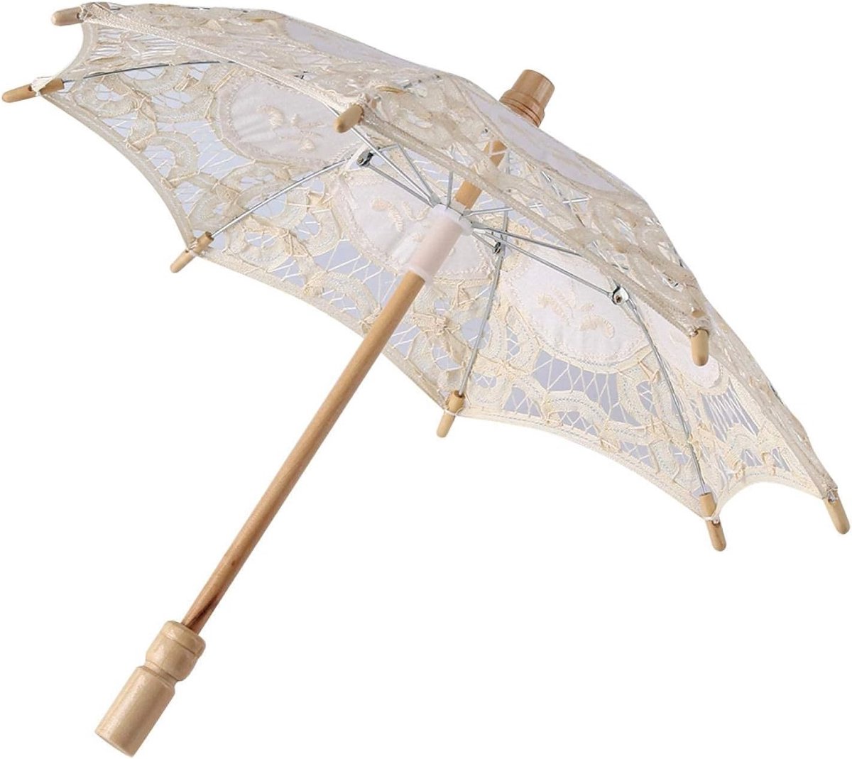 Lace Parasol met Borduursel, Decoratieve Zomer Paraplu voor Bruidsmeisjes en Bruiden, Ideaal voor Trouwerijen en Feestelijke Gelegenheden