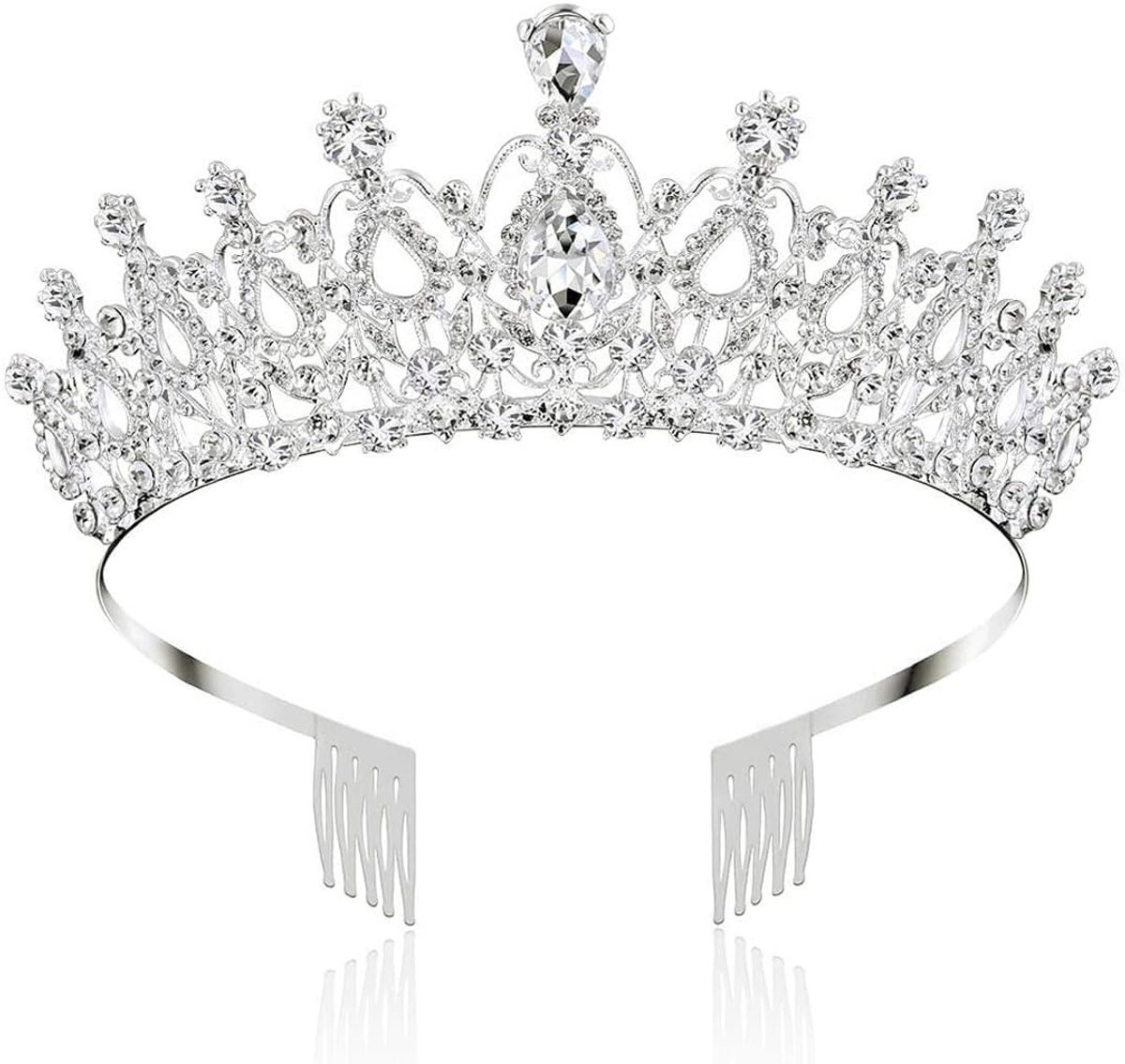 Elegante Kristallen Tiara met Strass Kam voor Bruiloft, Verjaardag en Feestelijke Gelegenheden