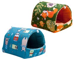 Huisdier Grot Bed - Knuffelmandje Kleine Dieren - Dieren Laten Rusten - Zachte Flanellen Voering - 20 x 20 cm