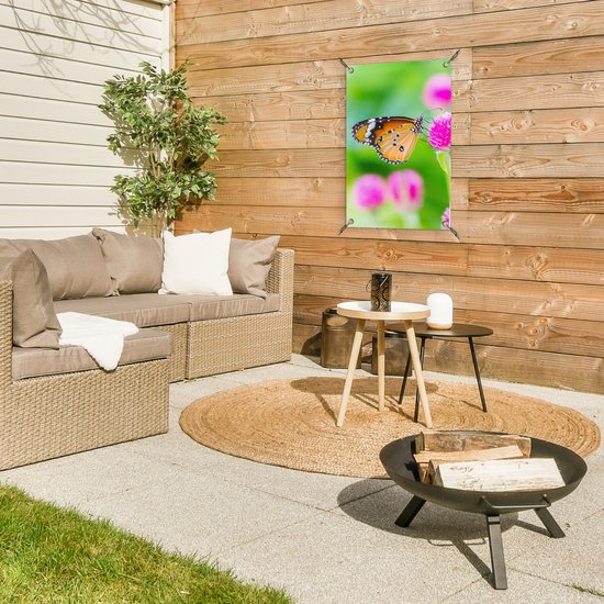 Affiche jardin - Papillon - Insectes - Fleurs - Fauna - Décoration de jardin - 40x60 cm - Toile jardin