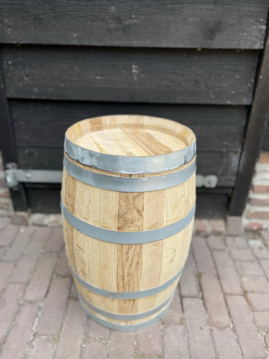Wijnvat / Regenton 60 Liter Kastanjehout - Deksel Vast