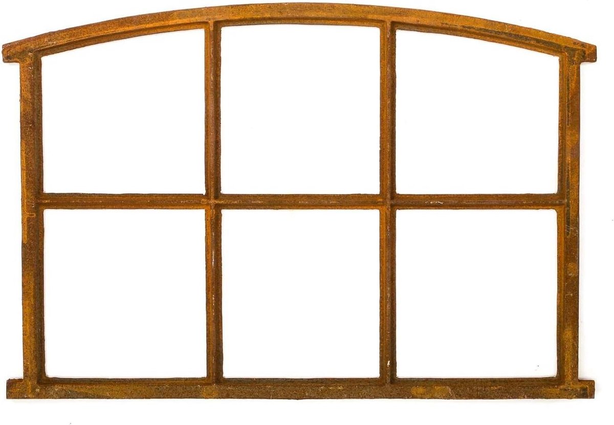 Schuurraam - Ijzeren raam Tuinhuis - Decoratie en afwerking - Antieke gietijzeren stijl - 83 x 60 cm - Roestbruin