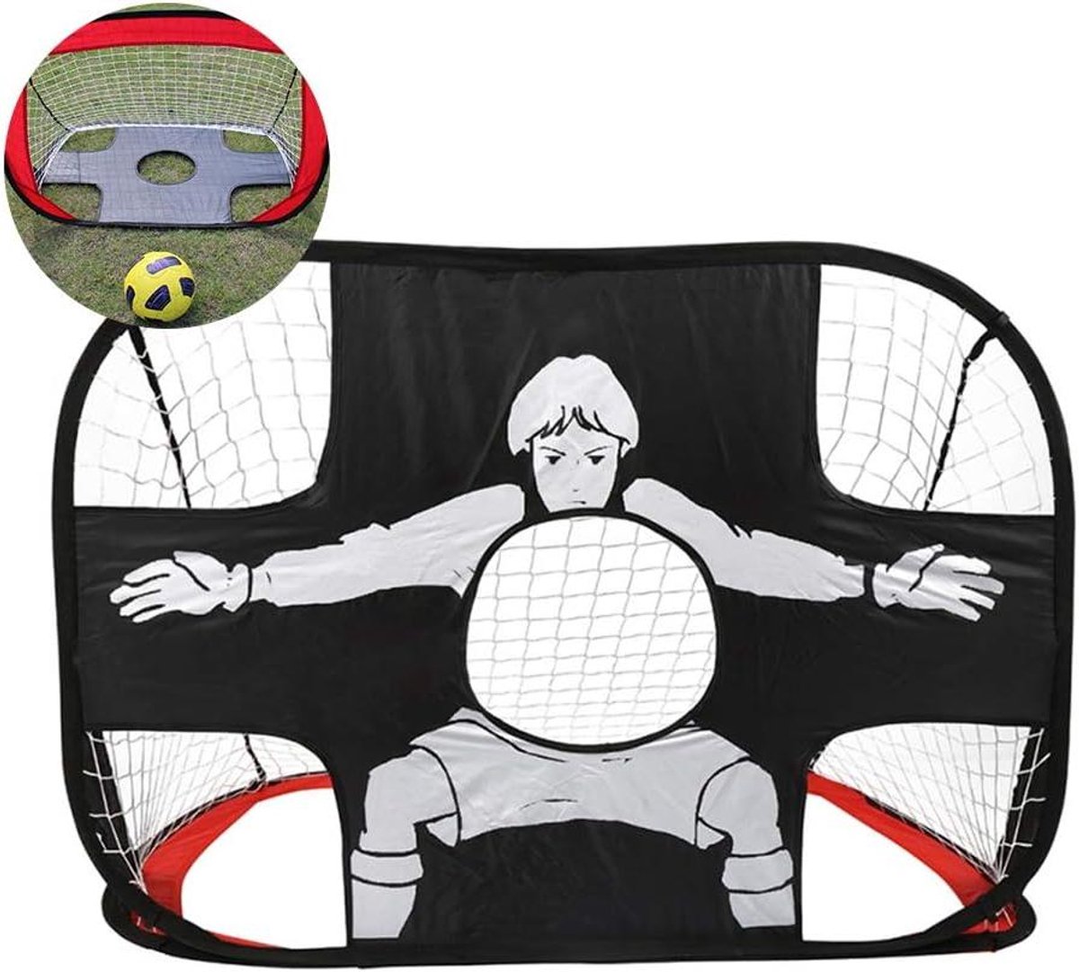 Voetbaldoel Kinderen - Pop-up Doel - Voetbal Training - 2-in-1 Ontwerp - 110 x 80 x 80 cm - Zwart
