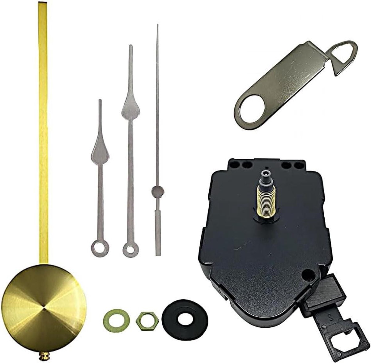 Kwarts Slinger Klok Kit - Klok Beweging Vervanging - Klok Repareren - Metalen Slinger - 110 mm Zilveren Wijzers - Zilver