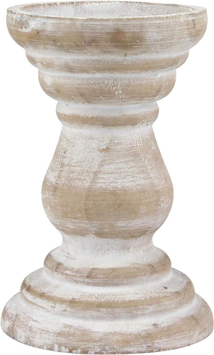 Huis Pijler Houder - Kaarsenhouder Set - Bruiloft Decoratie - Verweerde Witte Afwerking - 3 Inch Diameter - Wit