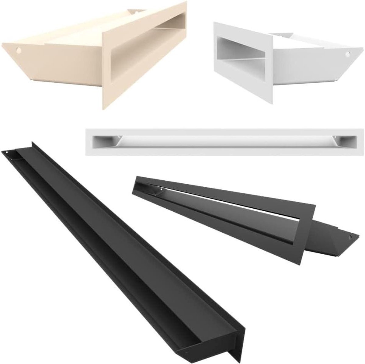 Ventilatierooster - Warmeluchtrooster Afvoerrooster - Schoorsteenventilatie Regelen - Luchtinlaat 45 Graden - 9 x 40 cm - Zwart