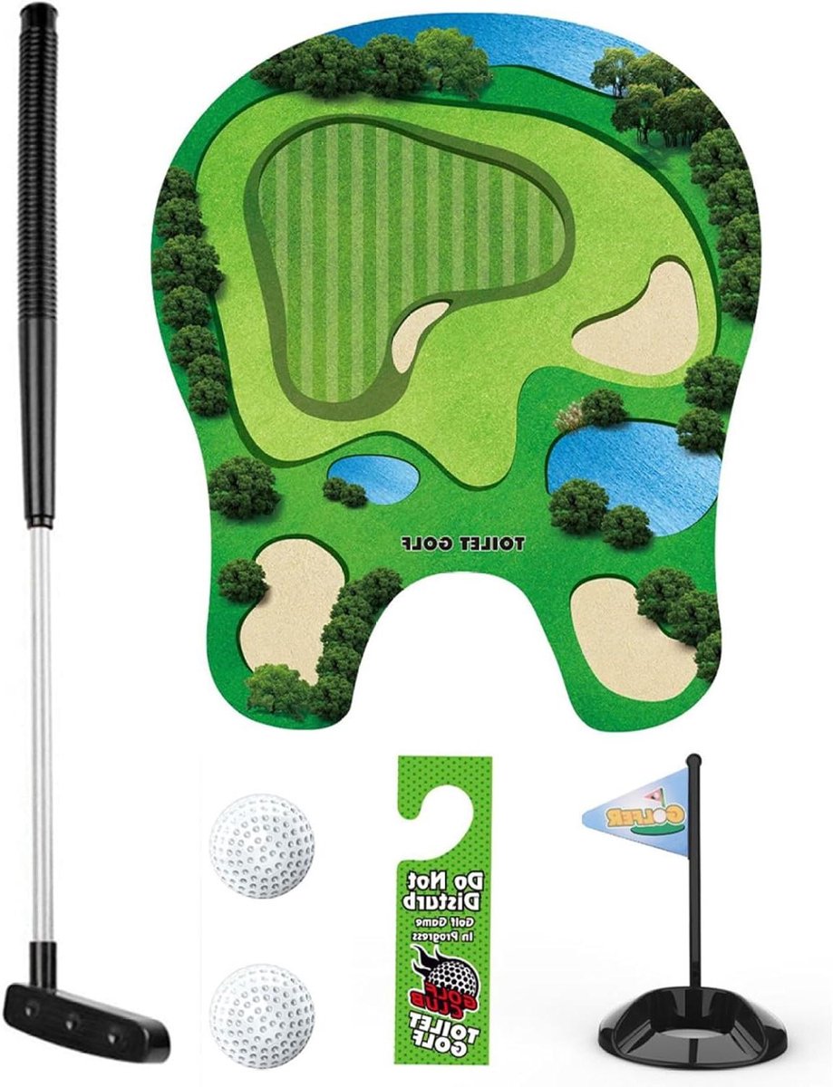 Toilet Golf Spel - Minigolf Set - Indoor Entertainment - Bevordert Ontspanning - 1 set minigames - Groen
