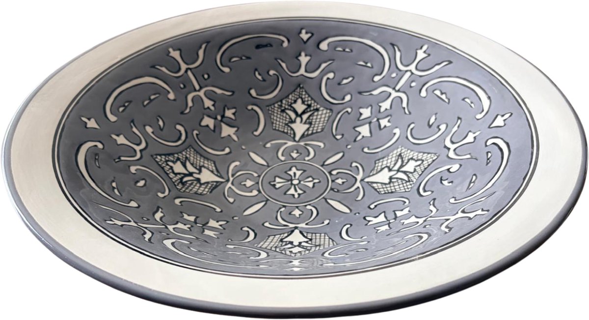 Saladeschaal Rond 32 cm Nejma Gris - Handgemaakt | Dishes & Deco