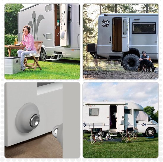 Magnetische Deurhouders - Deurvangers Camper - Deur Open Houden - Stil Design met Veer - 2 Stuks - Grijs