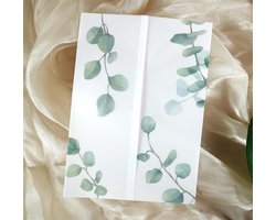 Vellum Jassen - Uitnodiging Wraps - Bruiloft Versieren - Gedrukt Groen Patroon - 50 Stuks - Transparant