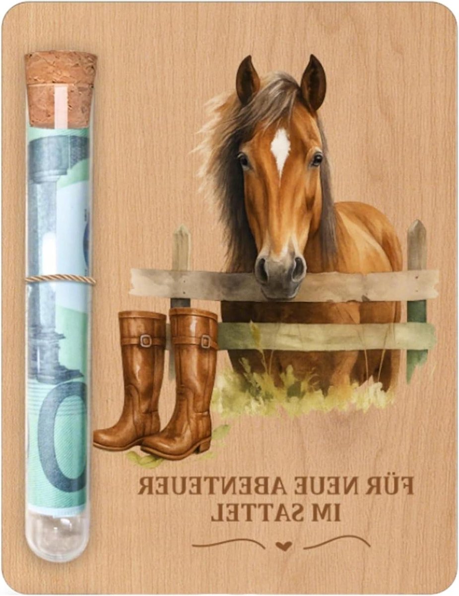 Geldgeschenk ruiter - Houten geldhouder - Cadeau geven - Origineel ontwerp - 14.1 x 11.2 cm - Niet gespecificeerd