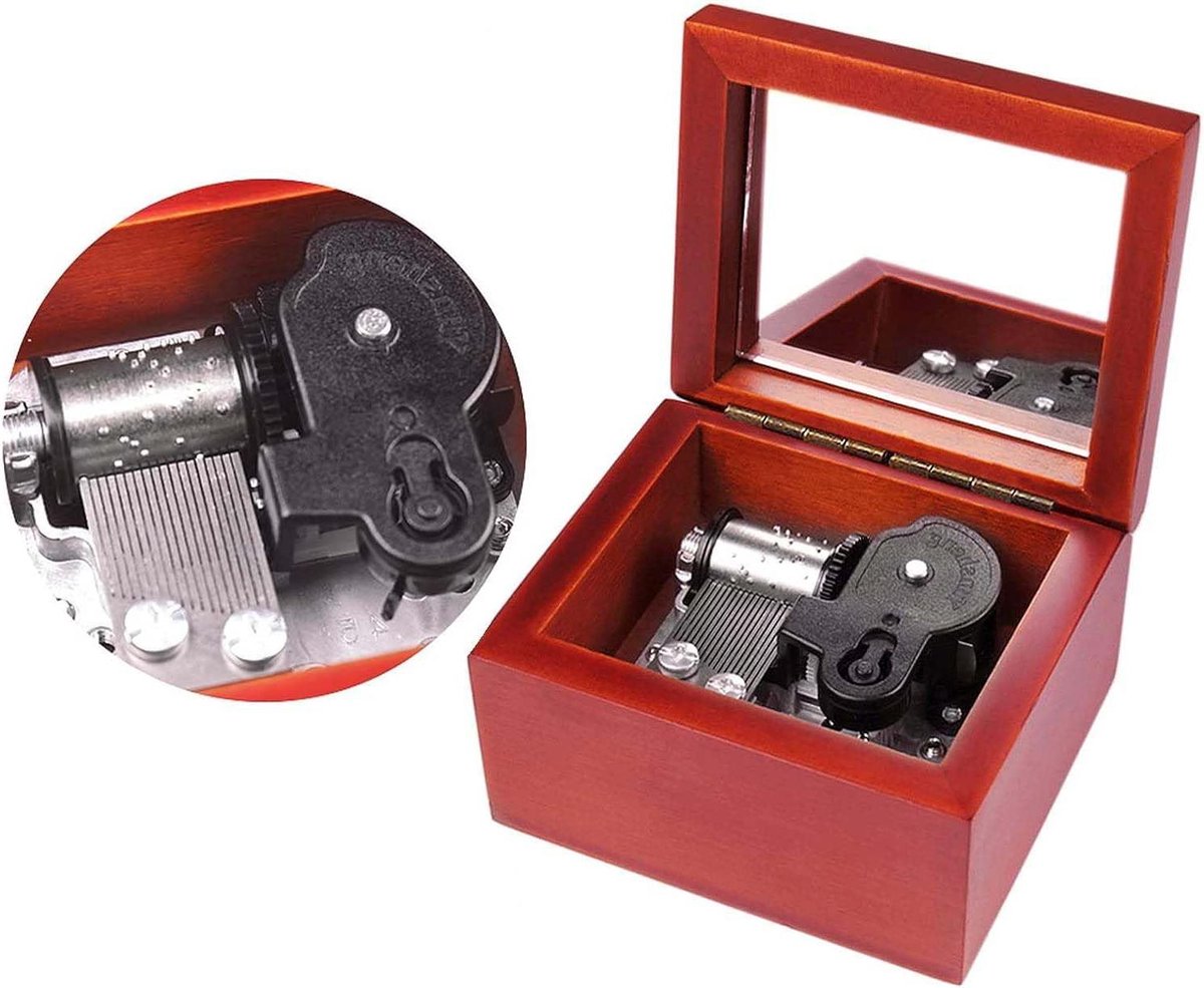 Muziekdoos Hout - Mechanisch Speelgoed - Muziek Afspelen - Geen Batterij Nodig - 7.6 x 6.6 x 4.8 cm - Rood