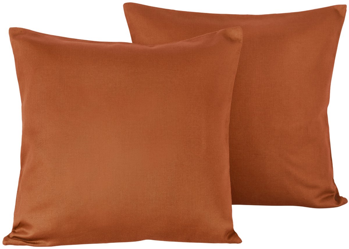 De Witte Lietaer Set Kussenslopen Olivia Caramel - 2 stuks - 40 x 40 cm - Bruin - Katoen Satijn