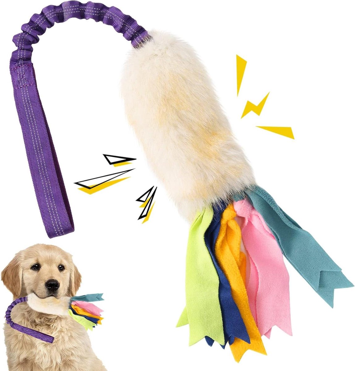 Hondensleepspeelgoed - Touwspeelgoed Hond - Interactief Spelen - Schokabsorberende Bungee - 73 cm lang - Wit