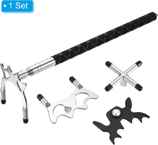 Biljart Keu Brug - Pool Keu Accessoire - Biljart Spelen - Uitschuifbaar met 4 Brugkoppen - 36-142 cm - Zilver/Zwart van Merkloos — afbeelding 5