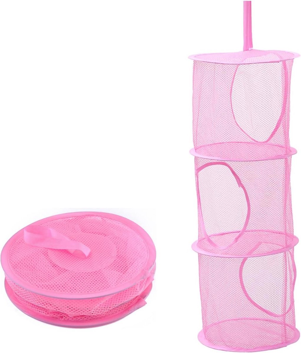 Opbergmand - Hangende Organizer - Ruimte Besparen - 3 Compartimenten - 27x75 cm - Roze