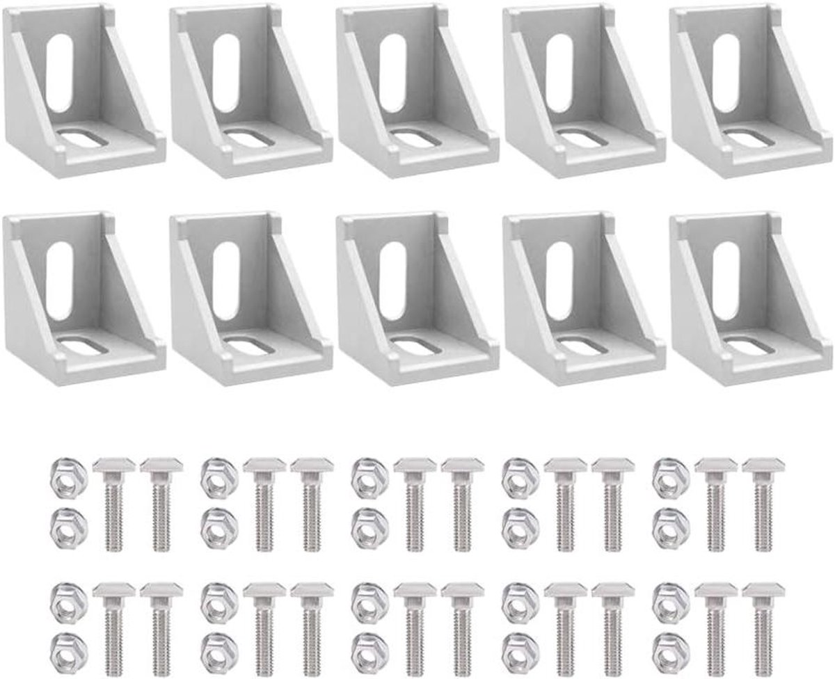 Aluminium Profiel Hoekbeugel - Hoekverbinder Bevestiger - Frame Versterken - 90 Graden Rechte Hoek - 10 stuks - Aluminium