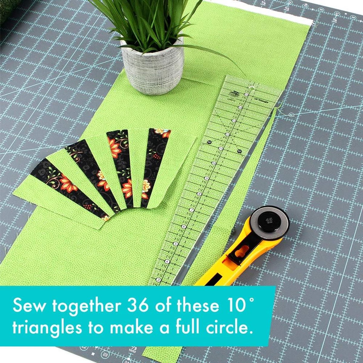 Quilting Liniaal - Driehoek Liniaal - Cirkels Quilten - Grijper Houdt Stof - 16 inch - Transparant