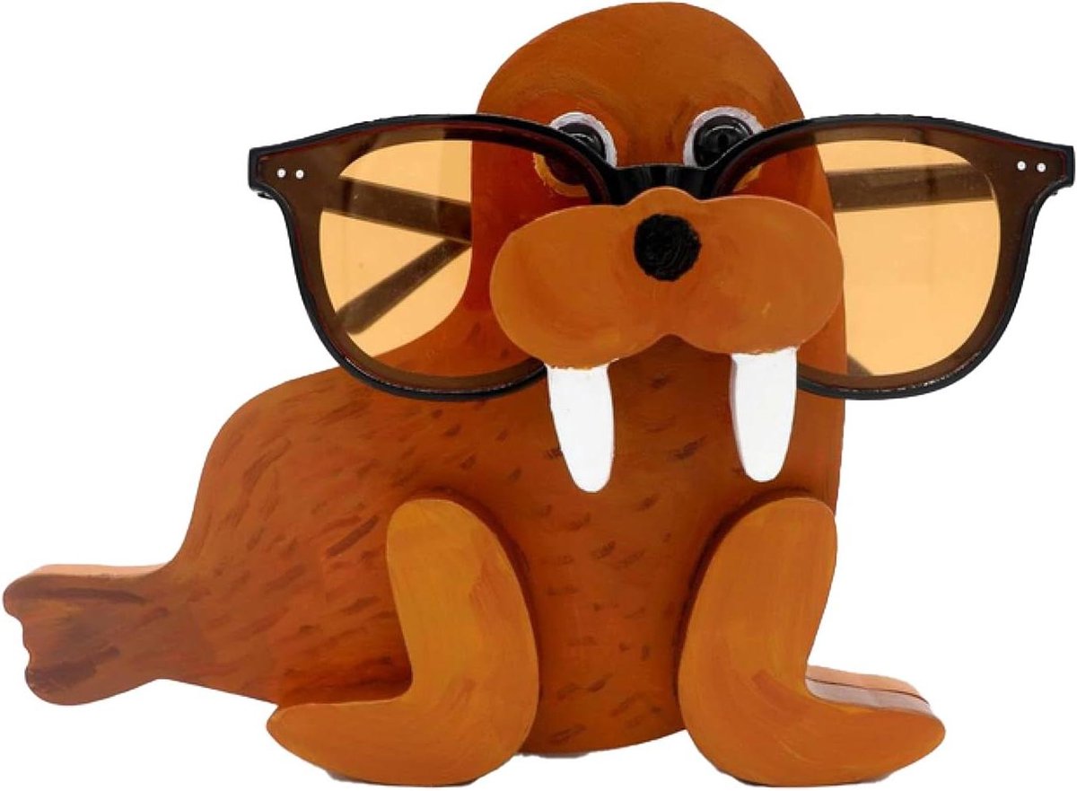 Brilhouder Dieren - Brillenstandaard Display - Bureau Decoratie - Handgesneden Hout - Niet gespecificeerd - Walrus