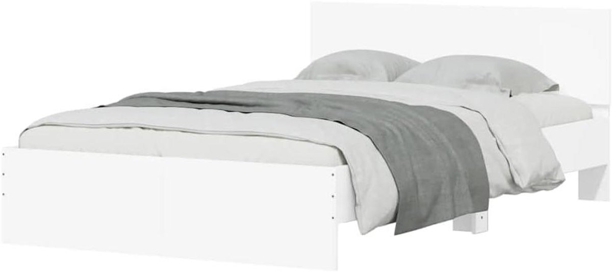 Bedframe met hoofdeinde - Bed met LED - Slaapkamer Inrichten - RGB LED-verlichting - 140 x 190 cm - Wit
