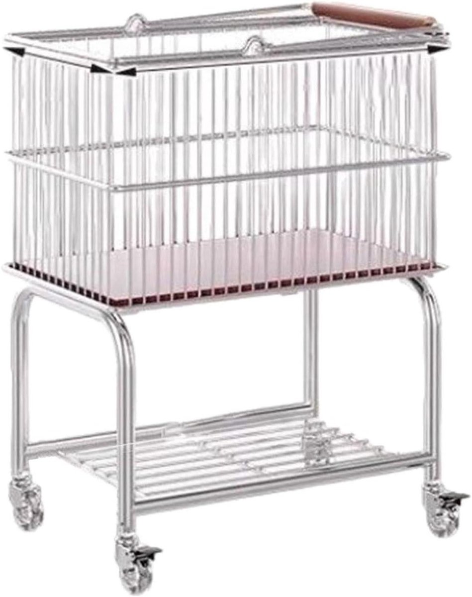 Rollende Waskarr - Opbergmand Mobiel - Huishouden Organiseren - Afneembare Mand - 60 cm Hoog - Meerkleurig
