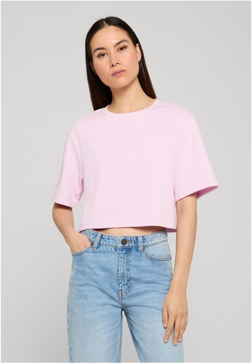 Urban Classics Ladies Light Terry Cropped Tee Dames T-shirt – XL Roze