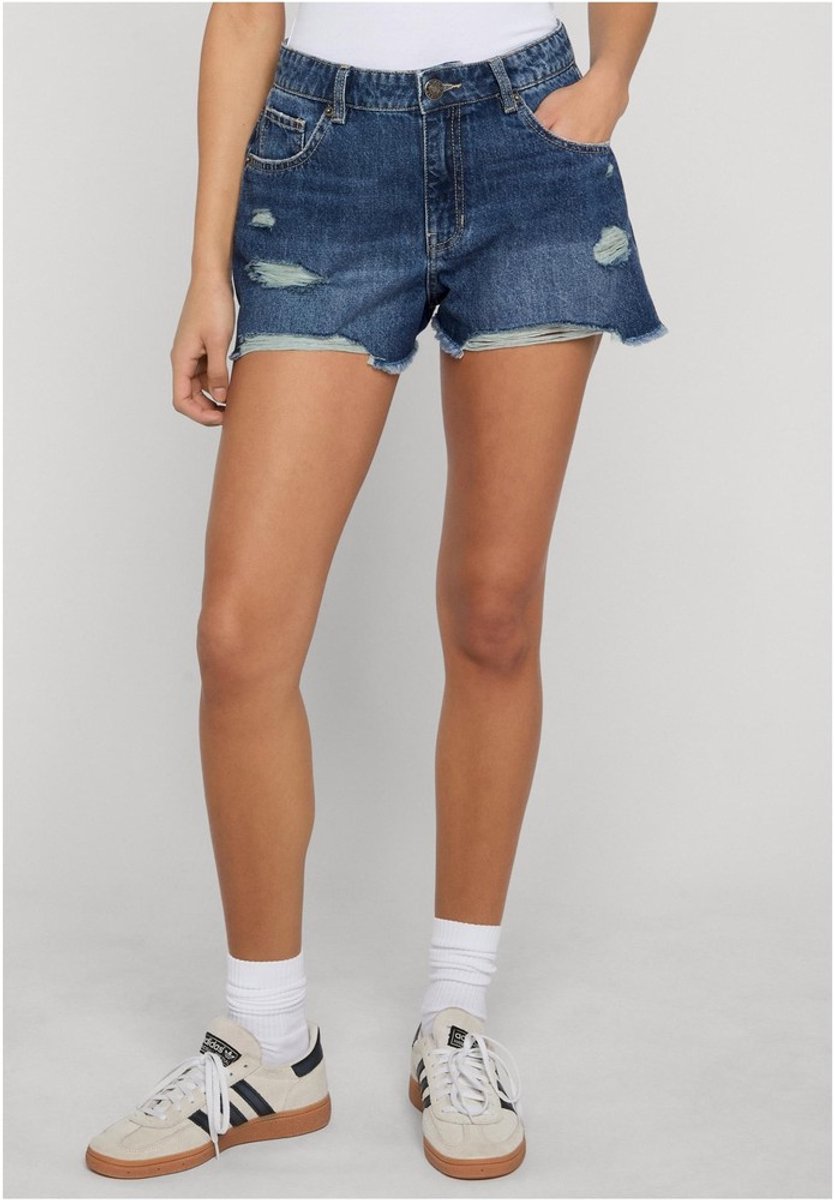 Urban Classics Ladies Destroyed Shorts Dames Shorts – 29 Blauw
