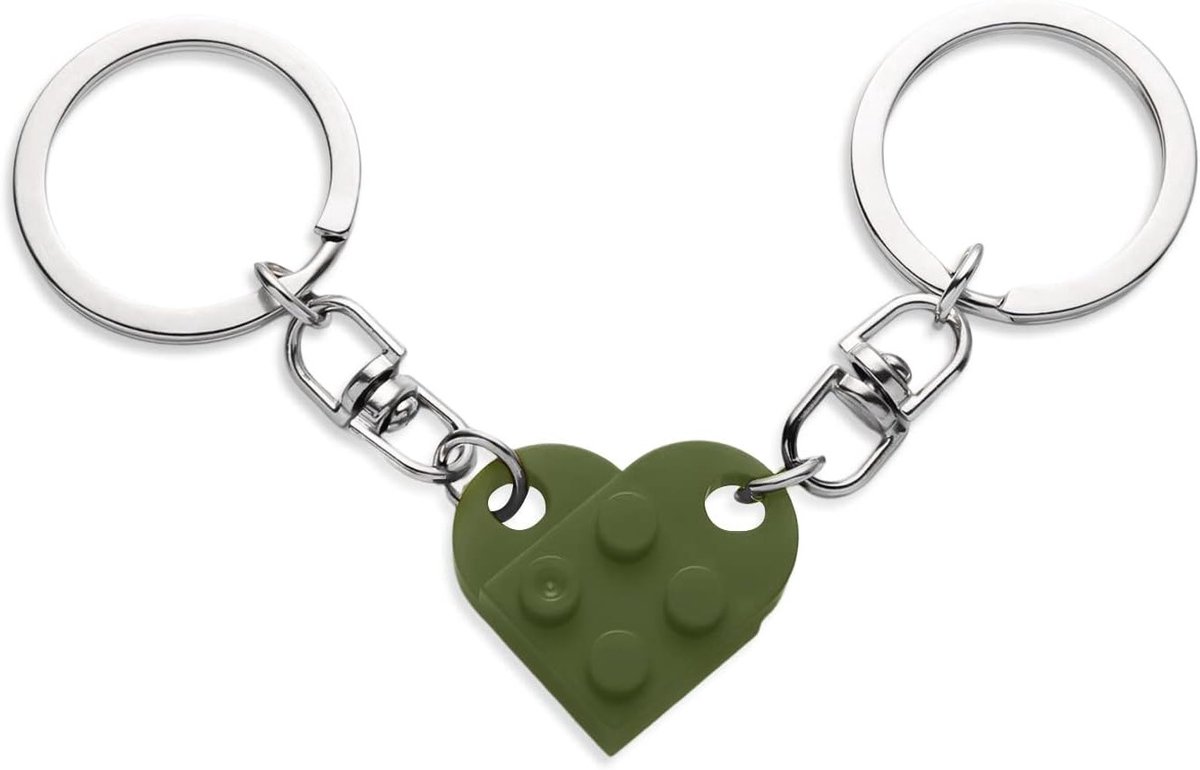 Set van 2 Hart Sleutelhangers in Paars en Groen, Perfect voor Valentijnsdag, Cadeau voor Vriendin of Vriend, Feestdecoraties
