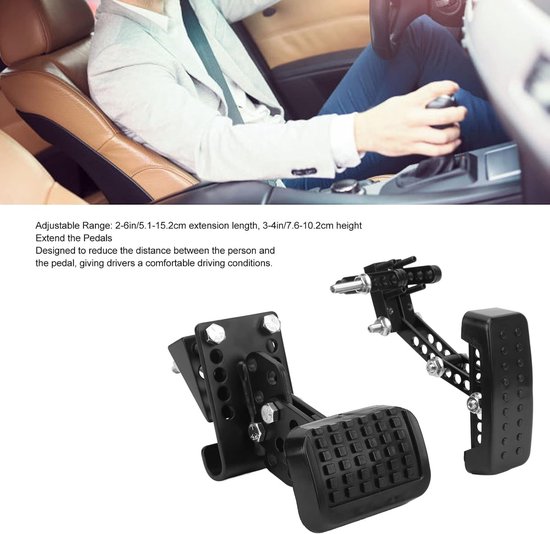 Pedaalverlengers Auto - Rem Gas Verlengstuk - Comfortabel Rijden - Antislip Staal - Verstelbaar 5-15cm - Zwart — afbeelding 4