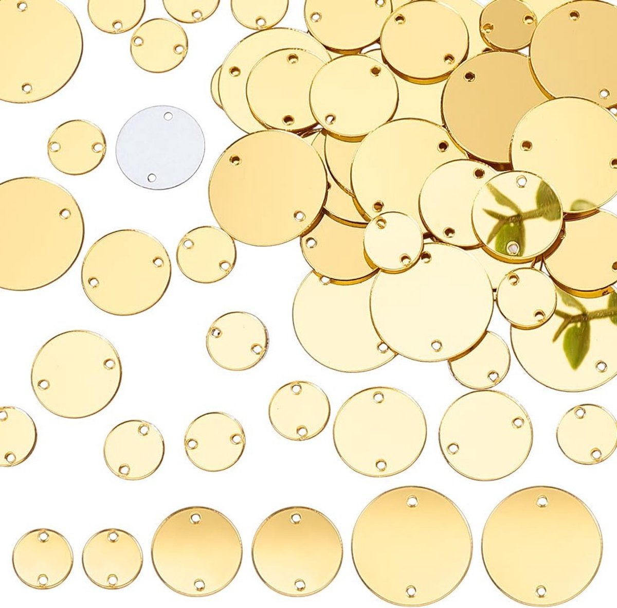 300 Stuks Gouden Naai Spiegels, 10/15/20mm Rond Acryl Spiegels voor DIY Projecten, Versieringen en Kledingaccessoires