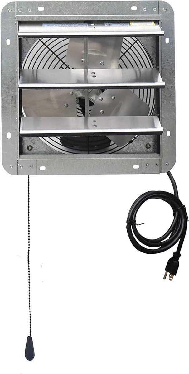 Wandventilator met Thermostaat - Afvoerventilator Garage - Zolder Koelen - Weerbestendige Rolluiken - 12 inch - Zilver