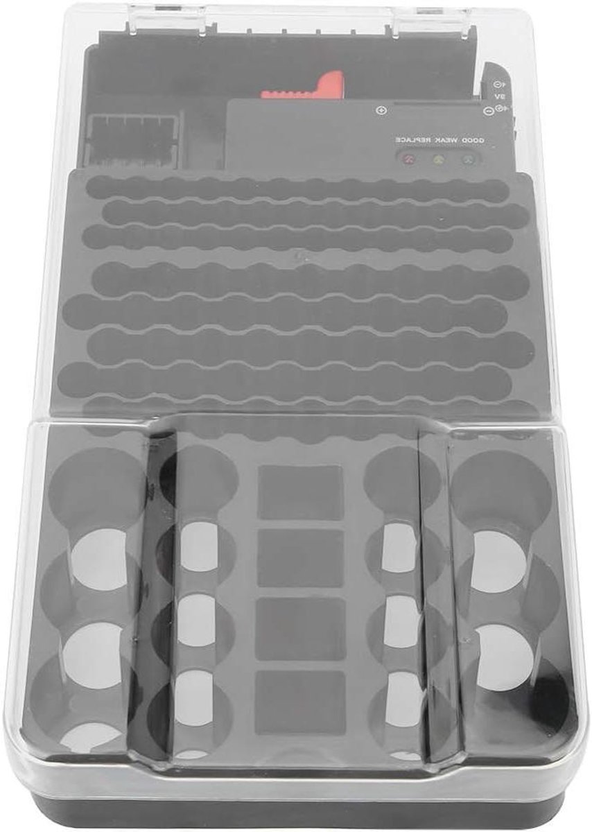 Batterijhouder Organizer - Batterij Opbergdoos - Batterijen Sorteren - Met Geïntegreerde Tester - 104 Batterijen - Zwart