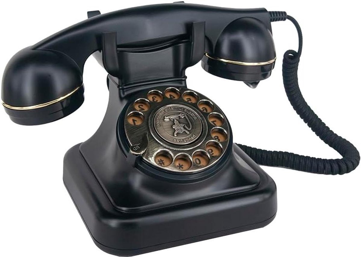 Roterende Telefoon - Vaste Telefoon Draaischijf - Thuisgebruik Bureau - Klassieke Metalen Afwerking - 15 x 15 x 16 cm